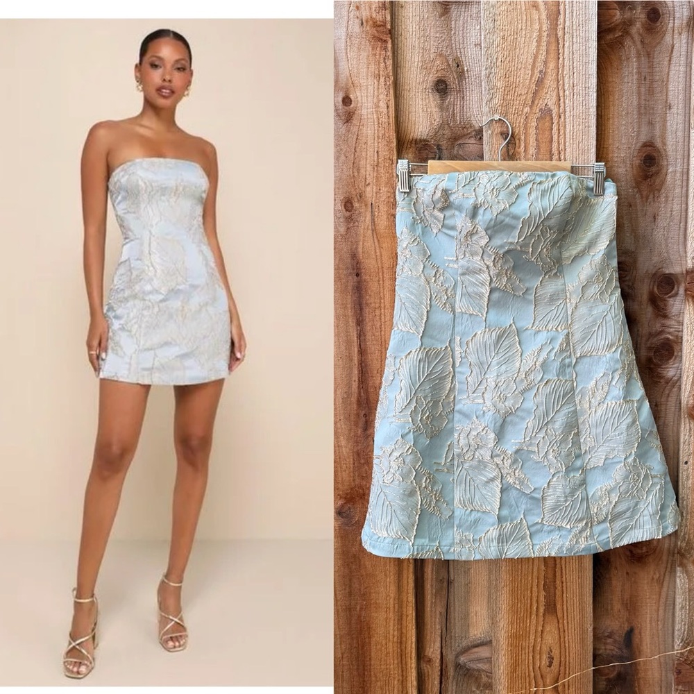 Lulu's Light Blue Strapless Mini Dress